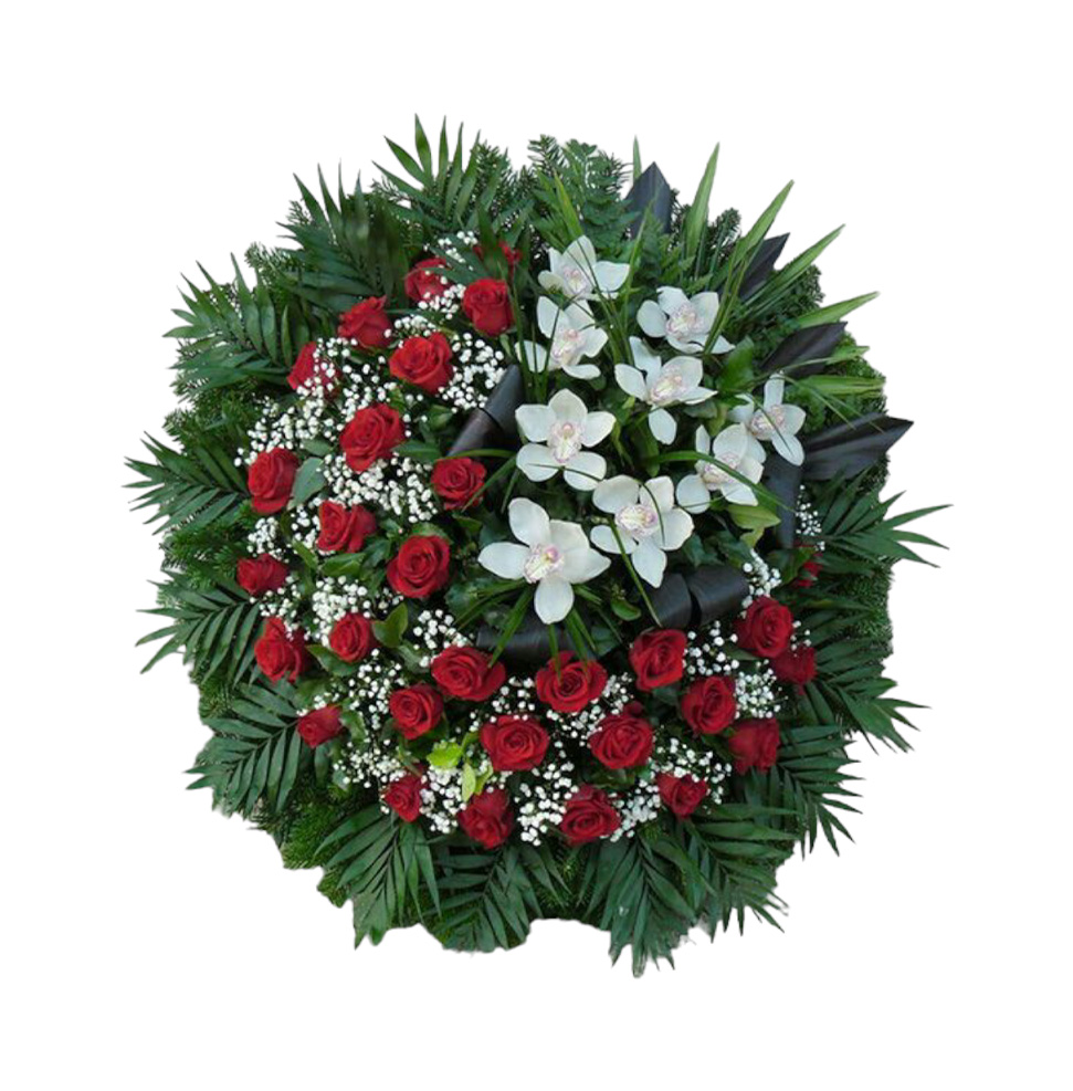 Venac - Crvena ruza, orhideja i gipsofila